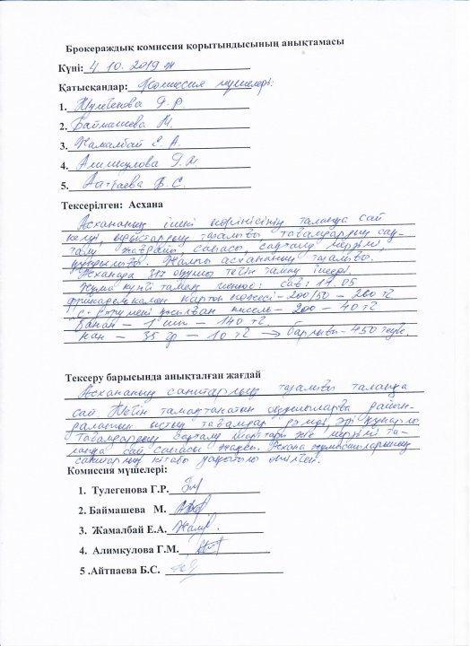 Брокераж комиссиясының АКТ-сі