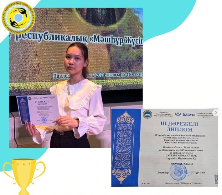 Республикалық «Мәшһүр Жүсіп оқулары» байқауының жүлдегері
